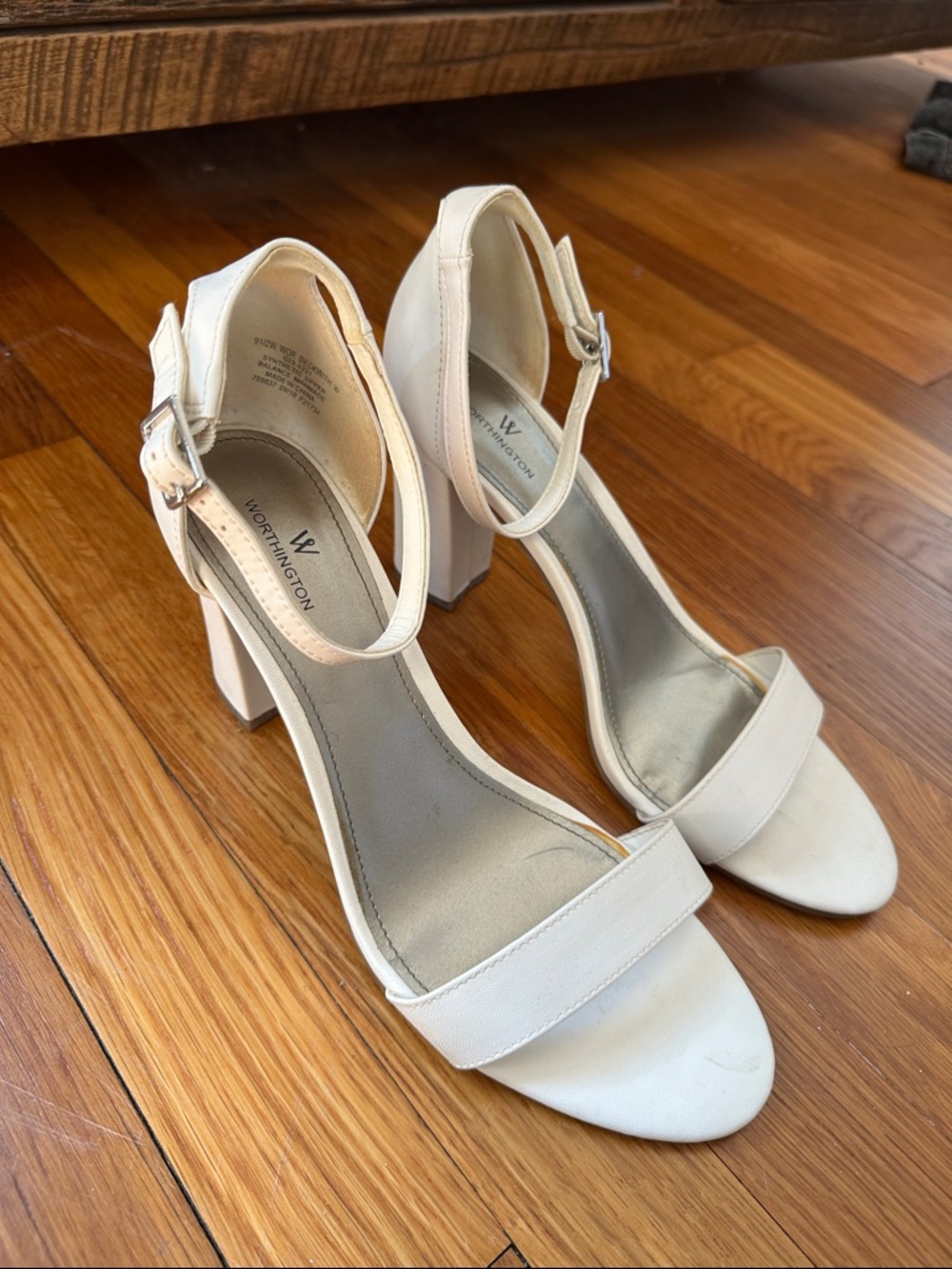 Worthington White Block Heeled Sandals
